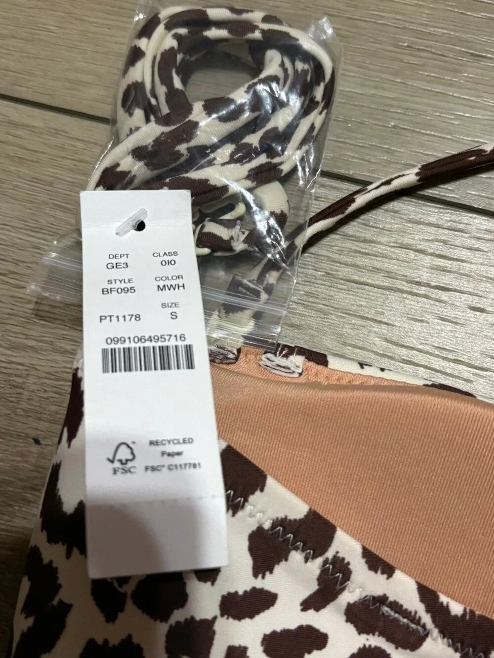 J. Crew Brown and Cream Leopard Print Bandeau Bikini